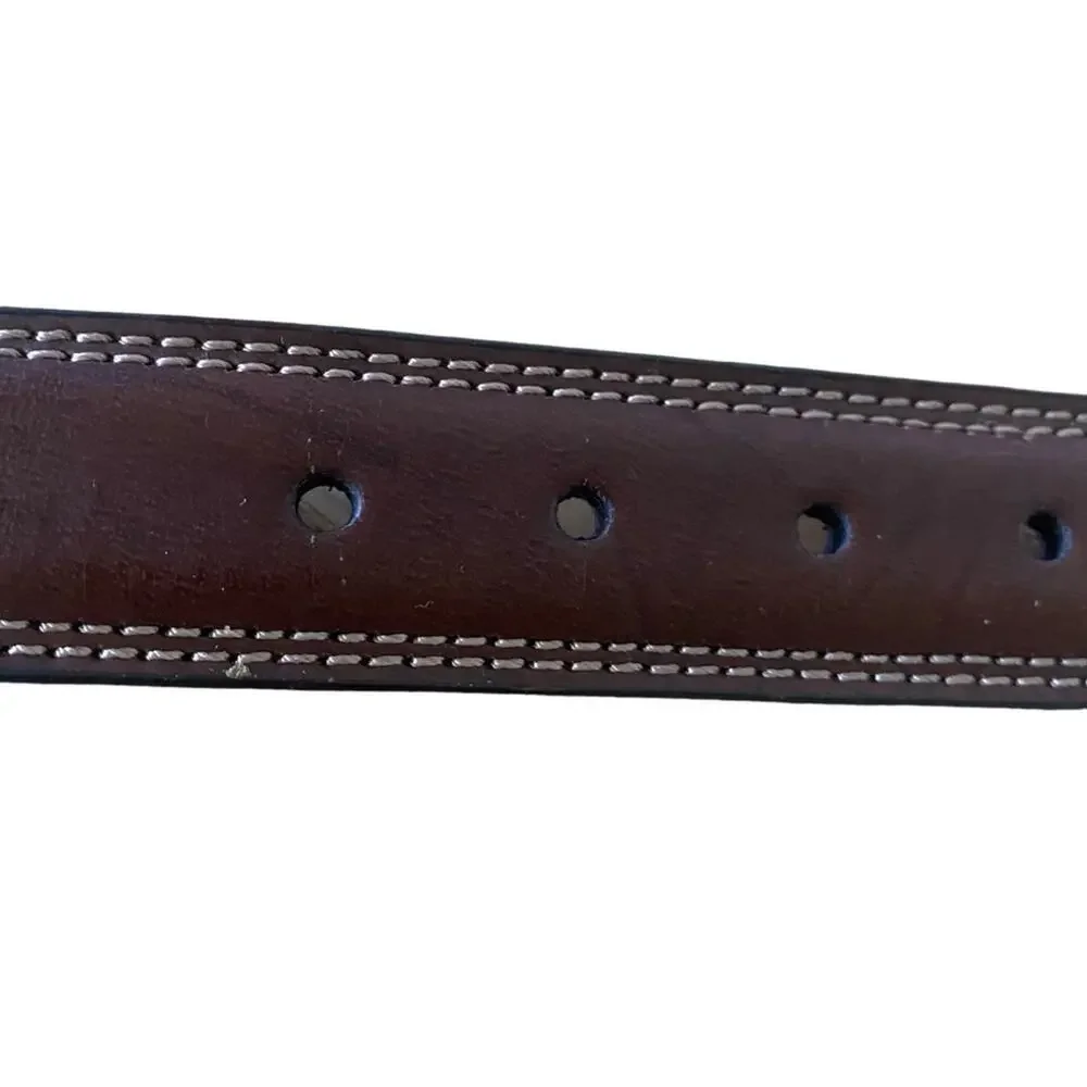 Men's Dockers Size 40/100 Brown Belt Style 11DO0168 Genuine Leather Silver Buckl
